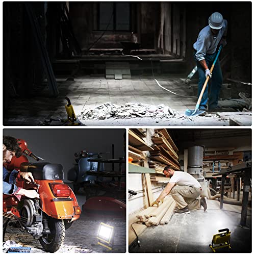 Olafus 50W Led Work Lights, 500W Equivalent, Construction Flood Light With Stand, Ip65 Waterproof Outdoor Portable Job Site Lighting For Mechanics Workshop Garage Jetty Worksite 6500K Daylight White #TOP4