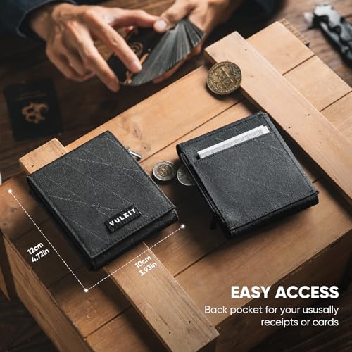 VULKIT Mens Wallet RFID Blocking Card Holder Minimalist Multifold Magic Wallet, for 20+ Cards, Cash, Bills Black4