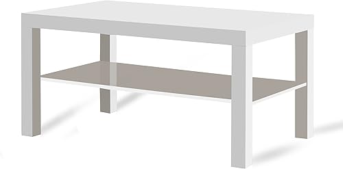 SEYOO Mesa de centro moderna y elegante, diseño de espiga, mesa de centro estándar con estante, rectangular, blanca, 35.8 in x 22.0 in x 17.7 in