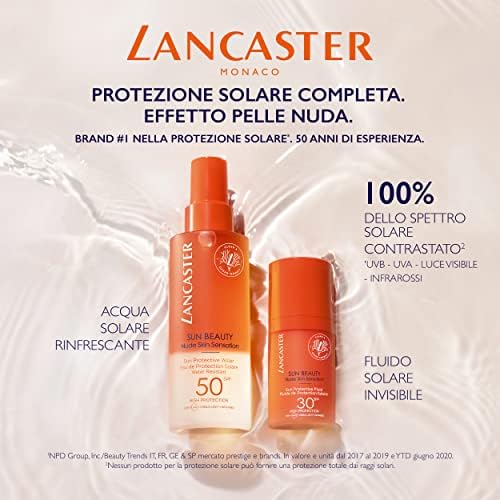 Lancaster Sun Beauty Invisible Face Fluid SPF30 30ml | Sunscreen For Face | Broad Spectrum Daily Sun Protection