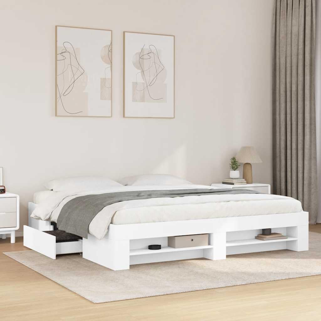 Legno Multistrato con Base a Doghe Contenitore Bianco 200x200 cm