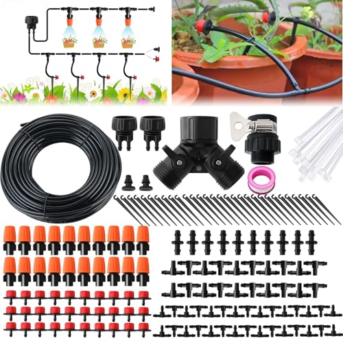 OAHAO Drip Irrigation Kit, Garden Irrigation System 1/4 Blank Distribution Tubing Watering Drip Kit/DIY Saving Water Automatic Watering System for Garden, Greenhouse, Flower Bed, Patio, Lawn