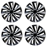 Hubcaps Wheel Covers Replacement R14 Size Hub Cap Universal-Fit Steel Wheel Rim Caps ABS Tire Cover Snap on Most Car Truck SUV Sedan -Set of 4（14-inch，Silver-Black）