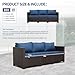 Oasishine Outdoor Couch Wicker Patio Furniture 3-seat Sofa Outdoor Furniture Deep Seat Hight Backrest Waterproof Cover Non-Slip Cushions, Navy Blue