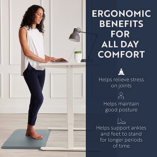 Kangaroo 3/4" Thick Superior Comfort, Relieves Pressure, All Day Ergonomic Stain Resistant Floor Rug Anti Fatigue Cushion Mat, Durable Standing Desk, Foam Pad Mats Kitchen, Office, 17X24, Gray #TOP3