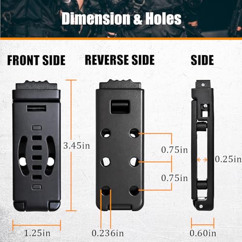 4-Pack Knife Belt Clip Holster Tactical Belt Buckle Kydex Belt Clip Universal Utility EDC Clip Camping Mag Pouches Sheath Tool with Hardware, Knife Clip Black