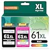 Cartuchos de tinta remanufacturados de repuesto para impresora HP 61 XL, HP 61 tinta HP61 61XL, cartuchos de tinta de color negro para impresoras 4500 5530 4502 4630 4635 1000 1010 (paquete de 2)
