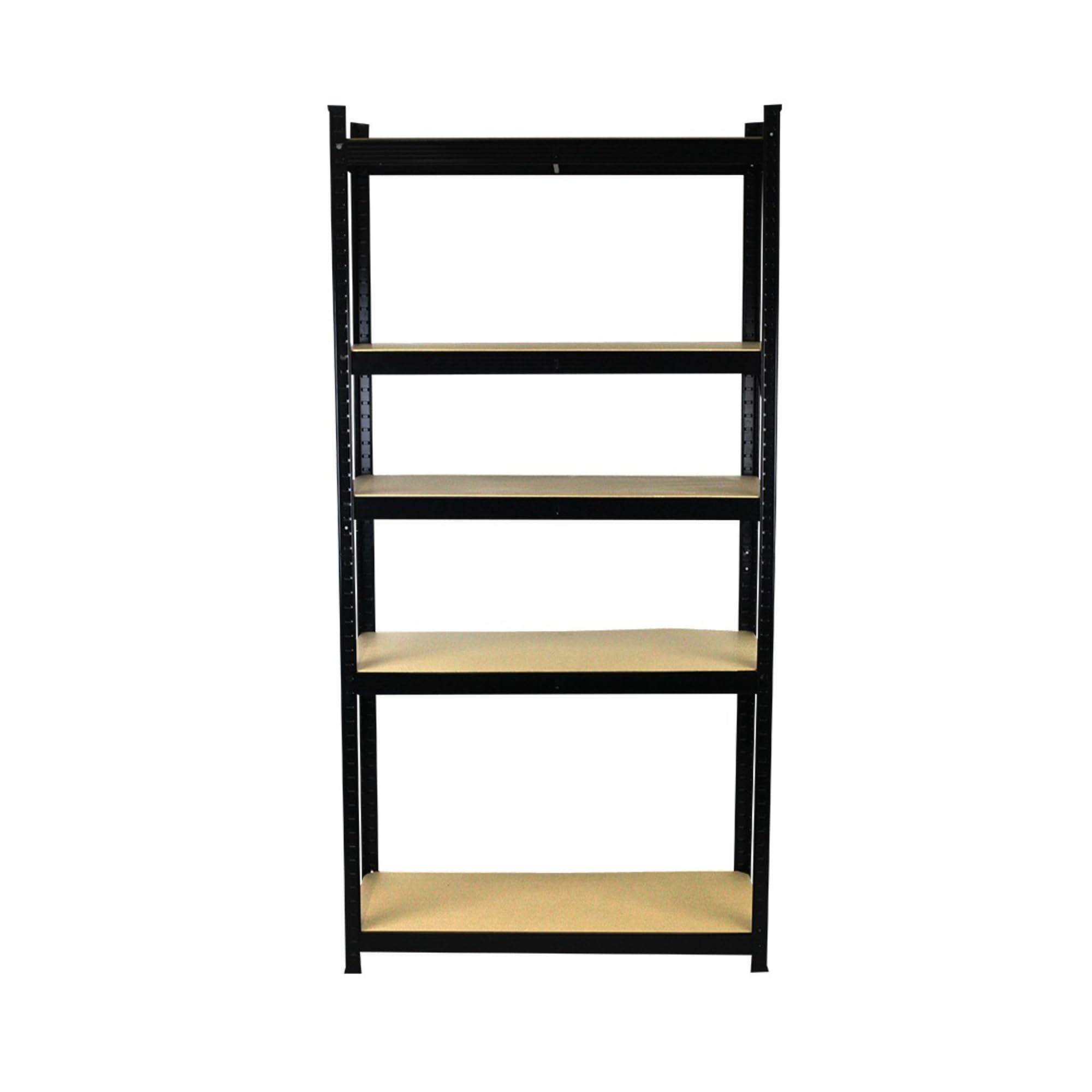 Pack 4 Estanterías Metálicas Negra 90x40x180 cm, Estructura de Hierro Anticorrosión y Baldas de MDF, Gran Capacidad de Carga, Sistema de Fijación Incluido, para Garaje, Trastero, Taller y Oficina