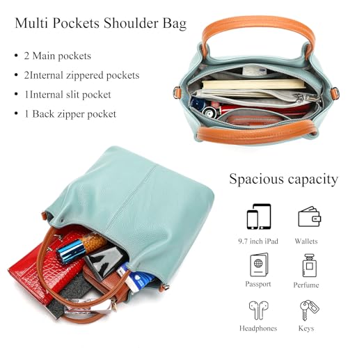 Image of Genuine Leather Women Handbags and Purses Designer Medium Tote Bag Fashion Shoulder Crossbody Satchel Hobo Bag