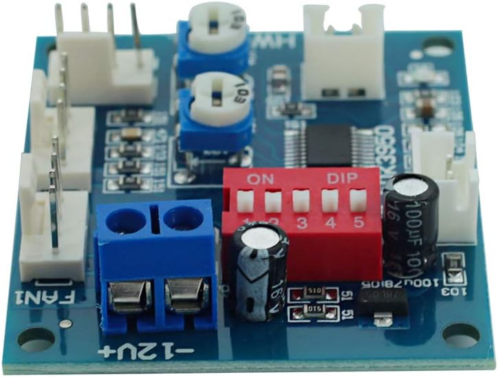 Close-up of DEVMO HW-585 DIP switches and connectors