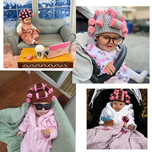 Adolala Newborn Photography Props 4 Pcs Photoshoot Outfits With Toddler Bathrobe Crochet Baby Curler Hat Bead Necklace Round Glasses Costume Sets For Infant Boys Girls #TOP5