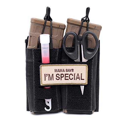 Double Mag Pouch Molle Open-Top Double Magazine Pouch For M4/M16/Ar/Ak Rifle Magazines (Black) #TOP3