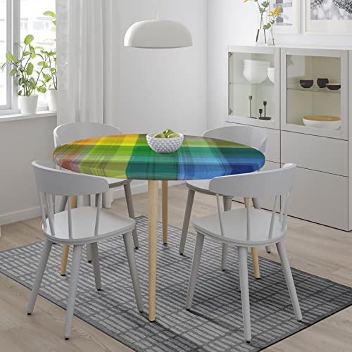 Smuxqni Rainbow Tablecloth Elastic Fitted Tablecloth Round Colorful Tablecloth Washable Round Table Clothes 48 Inch Reusable Table Cover For Home Party Picnic Fit Table 40-44 Inch #TOP5