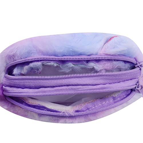 Image of Girls Fluffy Crossbody Purse Fuzzy Cat Crossbody Bag Cute Animal Tie Dye Purse Plush Shoulder Bag Coin Purse Wallet