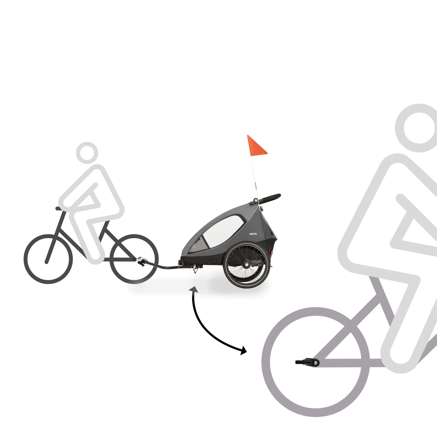 Hauck Attelage Remorque Velo – Compatible Dryk Duo, Dryk Duo Plus, Bike N Walk Duo – Accroche Remorque Vélo Enfant, Métal Noir