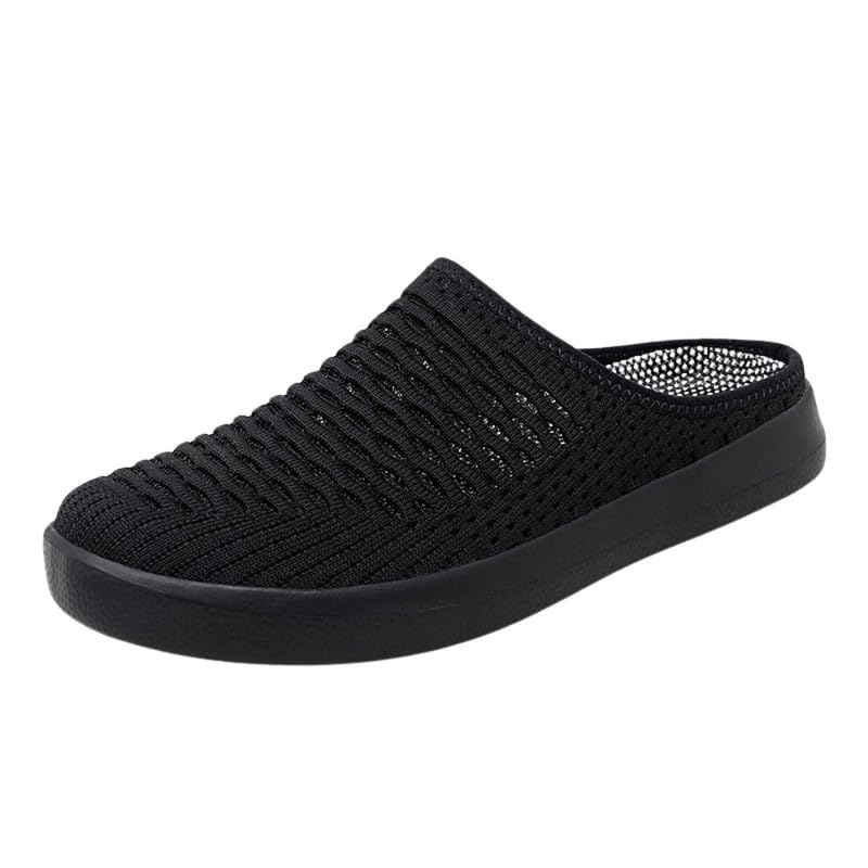 kacheeg Women's Mesh Half Slip-On Shoes Heelless Toe Casual Lightweight Footwear-picture-31