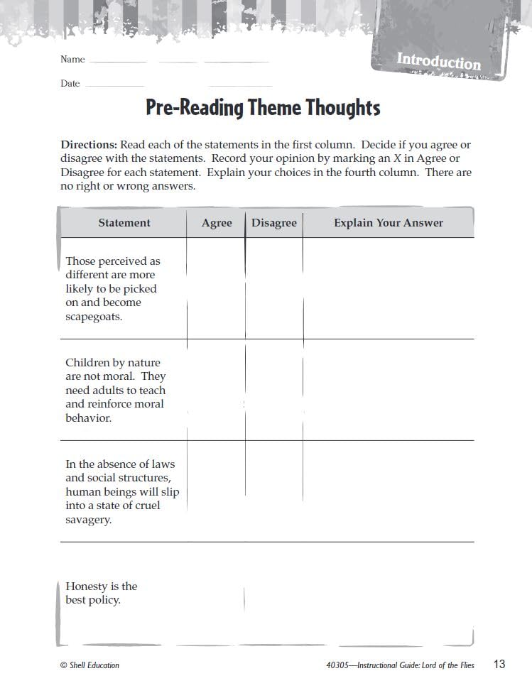 Lord of the Flies: An Instructional Guide for Literature - Novel Study Guide for 6th-12th Grade Literature with Close Reading and Writing Activities (Great Works Classroom Resource) - Image 5