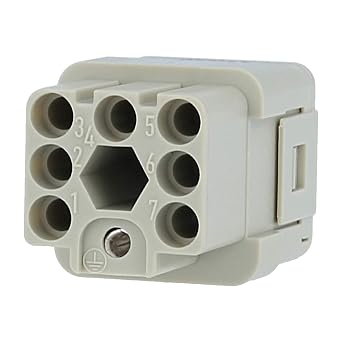 HARTING 09 12 007 3101 HAN Q 7/0-F, 10 AMP,40 to +125 Degrees C, 600 V, 7 Contacts, Crimp Termination, Female, HAN Insert, HAN Q Series, Receptacle, Size 3A