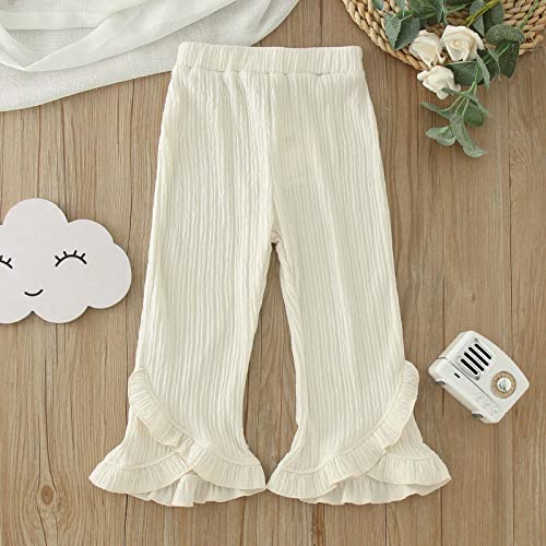 Moonker Baby Girls Soft Baggy Pants Elastic Waist Pleated Boho Trendy Casual Bell Bottom Pants Loose Toddler3
