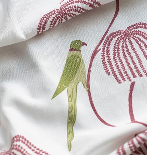 Image of Tranquebar Curtain Co. Window Curtains 6 Feet, 60-65% Room Darkening, Green Bird Print, Cotton Curtains for Window, Boho Curtains for Living Room with Tassel Lace, BackTabs, Mithu (183 cm) - 1 Piece