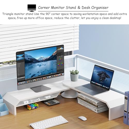 Support de moniteur d'angle réglable avec double étagère de rangement - 3