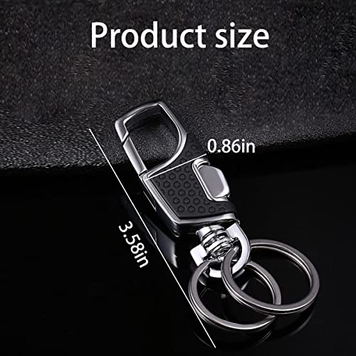 Car Key Chain, Heavy Duty Stainless Steel Keys Holder With D Ring, One Click Release Keychain Organizer For Men Women (Black) #TOP1