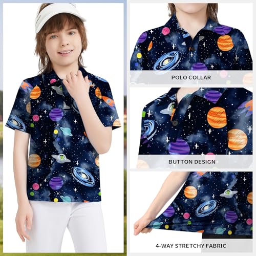 Boy's Golf Shirts Short Sleeve Polo Shirts Performance Golf Clothes Print School Uniform Tennis Tops2