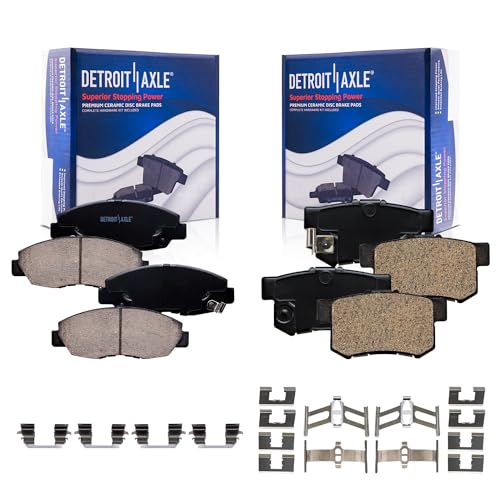 Image of Detroit Axle - Brake Pads for 2002-2003 2006-2011 Honda Civic 1998-2002 Accord 2001-2005 Acura EL, Front and Rear Ceramic Brake Pads w /Hardware Replacement