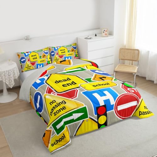 Image of Feelyou Car Comforter Boys Comforter Set Twin Size for Kids Children