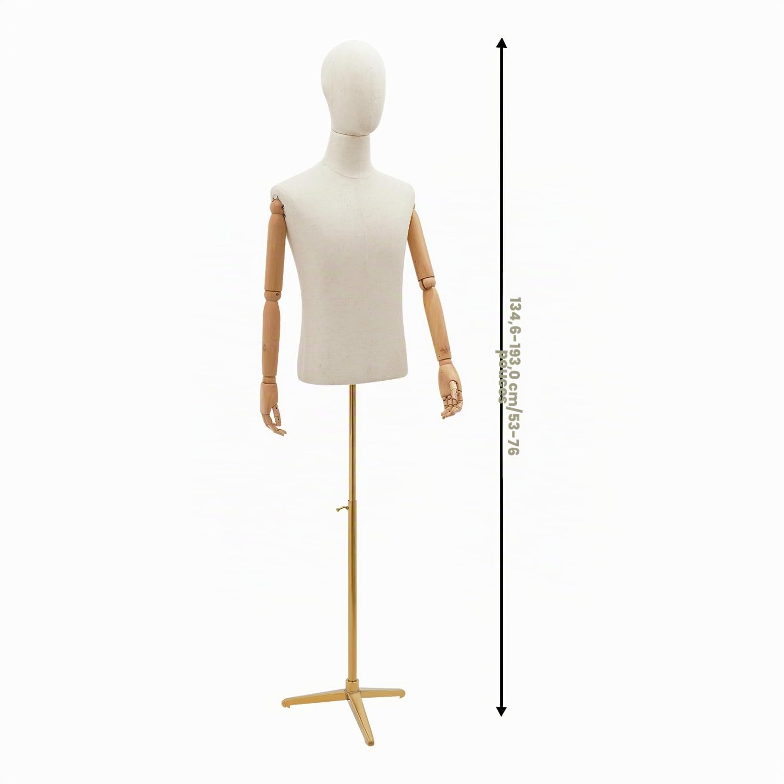 Mannequin de Couture pour Homme - Buste Avec Hauteur Réglable de 135 à 195 cm - Vêtements et Exposition