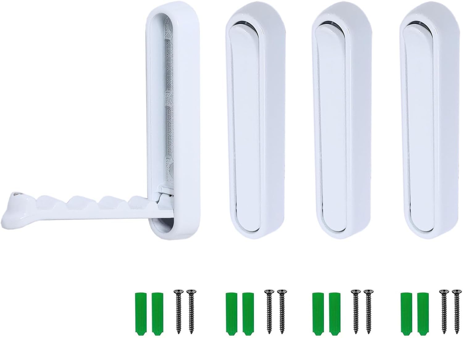 Young Wolf 4X Aluminum Alloy Foldable Magnetic Coat Hooks, Folding Invisible Wall Hook with Screws for Hanging Coat Scarf Hat Robe Key Purse (White, 72mm)