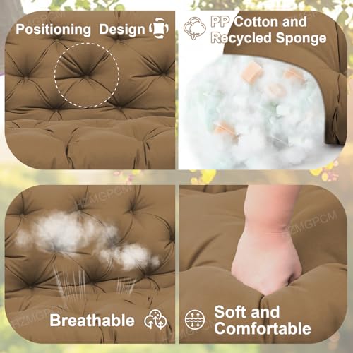 HZMGPCM Premium 5" Thick Waterproof Outdoor Swing Cushions Sturdy Durable 2-3 Seat Replacement Porch Swing Cushions with Backrest&Ties Bench Cushion for Outdoor Furniture Backyard Patio(48x40inch) by HZMGPCM - Used condition - Image 4