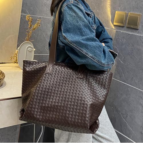 Octwine Black Brown Oversize Leather Tote Women Weekender Bag Shopper Handbag Travel Large Shoulder Bag for Women4