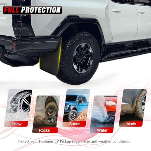 Image of Mud Flaps Splash Guards for Hummer EV Pickup Accessories No Drilling Mudguard Splash Guards Mudflaps Dirty Fenders for Hummer EV Truck 2022 2023 2024 2025 2026 (Black)