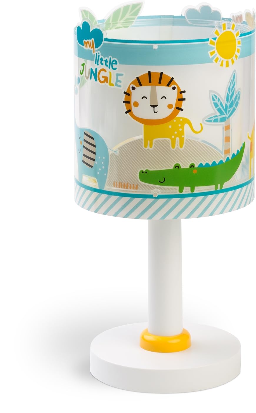 Dalber Lampada da tavolo o comodino per bambini My Little Jungle Animali Giungla, Leone, Elefante, 76011NT, G4-4W LED - Lampadina inclusa