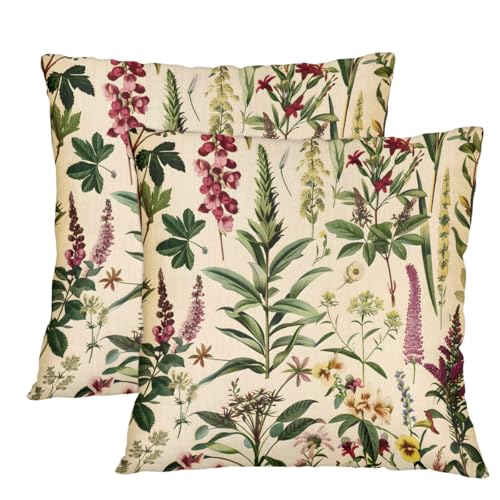 TULIMET Wildflower Botanical Pillow Covers 14 x 14 Inch Set