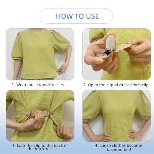 Image of 6 Pieces Dress Clips Back Cinch Set,5.5inch Scarf,Sweater,Clothes,Shawl,Retro Cardigan Collar,Travel Hat,Dress Shirt Brooch Clip for Women Girl Decor
