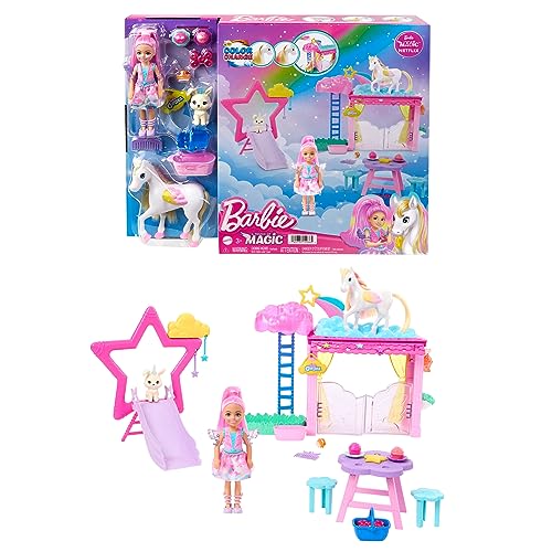 Barbie Un toque de magia Chelsea y Pegaso Set de juego con muñeca y caballo alado
