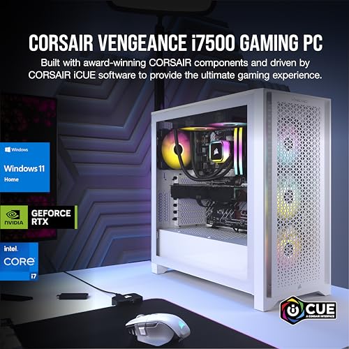 Image of Corsair Vengeance i7500 Series Gaming PC - Liquid Cooled Intel Core i7 14700KF CPU - NVIDIA GeForce RTX 4080 Super GPU - 32GB Vengeance RGB DDR5 Memory - 2TB M.2 SSD - White