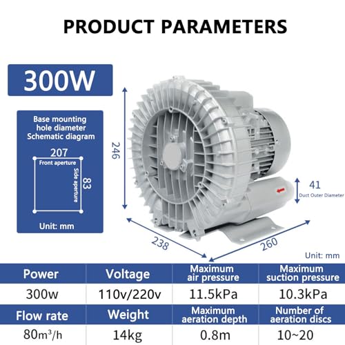 Souffleur régénératif vortex monophasé pour aération de bassin à poissons commerciale - 4
