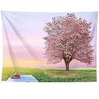 AHANDMAKER Confezione da 2 arazzi giapponesi con onde oceaniche rosse sole e onde e fiori di ciliegio rossi nappe da appendere alla parete per stanza, 33 x 130 cm