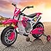 JOYLDIAS Kids Motorcycle Dirt Bike, 12V7AH Battery-Powered Ride On Motorcycle for Kids, Off-Road Street Bike w/Music, Training Wheels, Spring Suspension, High/Low Speeds, Rose Pink