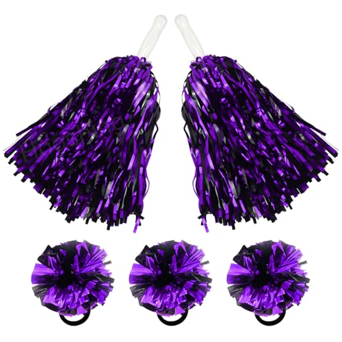 Hooshing Purple and Black Pom Poms