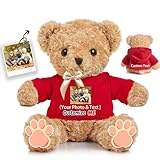 JABECODIFA Osito de Peluche Personalizado con Foto Texto Personalizado, Osito Peluche como Regalo Personalizado para Mujer Hombre en San Valentín Cumpleaños Aniversario (40 cm)