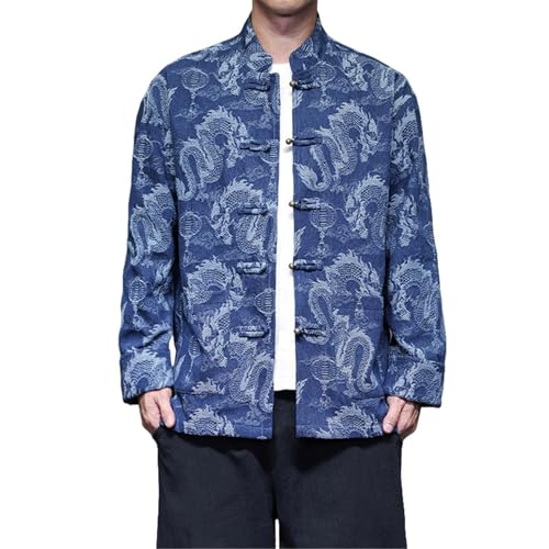 Chaqueta vaquera de jacquard estilo chino para hombre con corte casual vintage