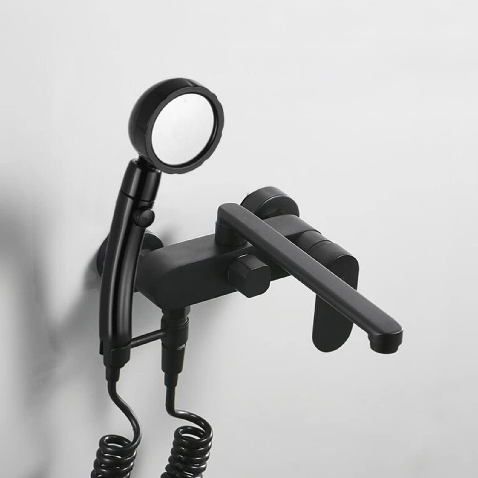 VDOQTLJT Bathtub Faucet with Shower Black Brass Hot and Cold Water Bathroom Black-A(A)