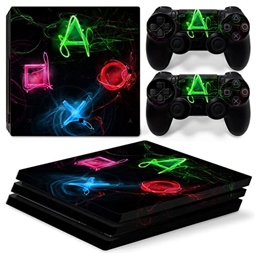 FXCON Para PS4Pro Skin Consola Controladores Pegatinas Vinilo para PS4Pro Decal Wrap Cover Skin Completo Durable Resistente Arañazos 63160 Libre Burbujas Cover