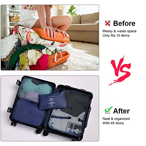 Image of OSDUE Suitcase Organizer, 7-in-1 Travel Organizer Set, Various Sizes Luggage Organizers for Travel, Clothes Bags, Shoes, Storage Bags for Cosmetics