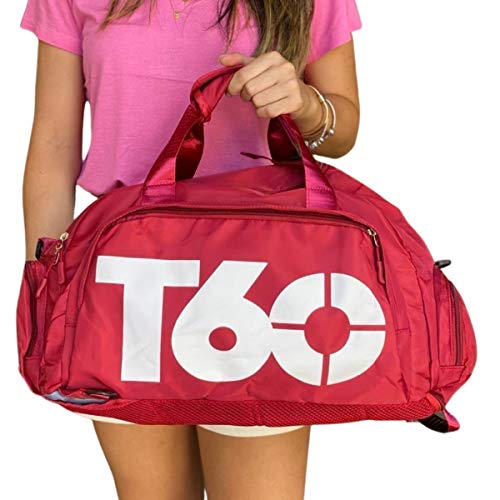 Bolsa T60 Academia Fitness Com Bolsos Impermeável Resistente Cor:Rosa-Pink