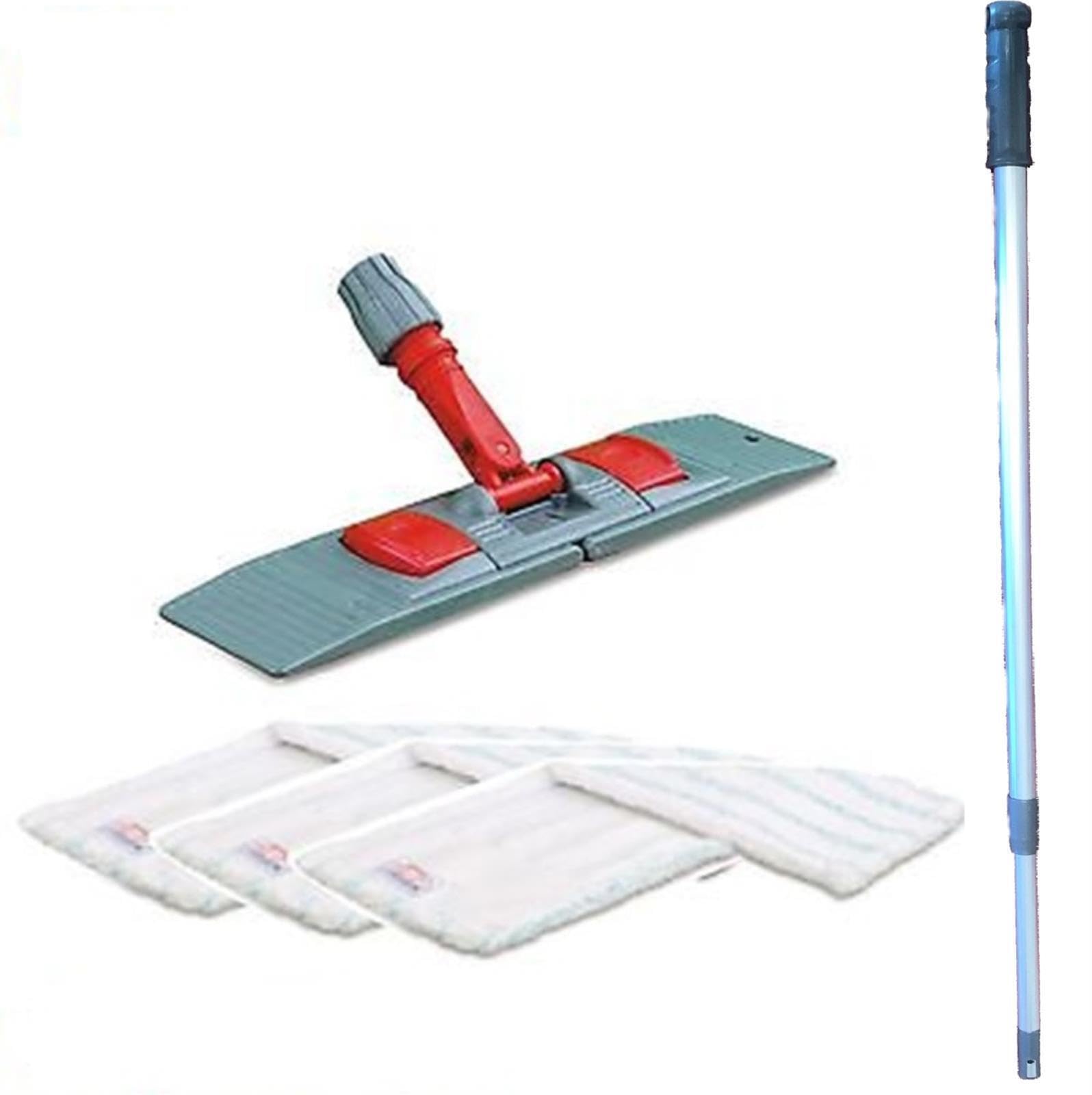 maxxi4you Wischmopp Set Premium mit Teleskopstiel 60 cm inkl. 3 x Wischmopp Mikrofaser